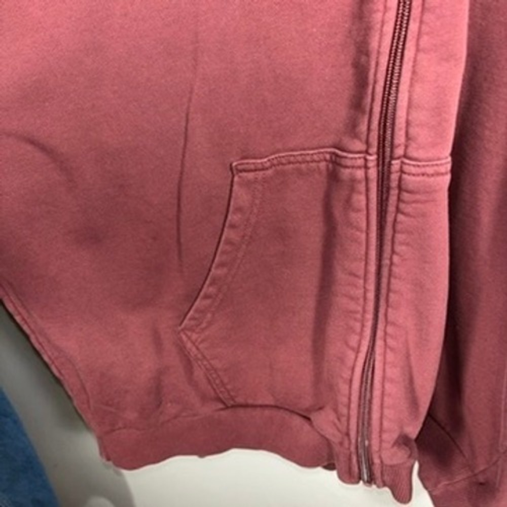 SKIMS Cotton Terry Zip Up Hoodie EUC Oversize Sz L Maroon Red Terry Loungewear - Picture 5 of 10